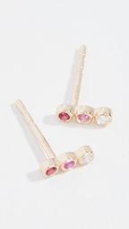 14k Diamond Pink Sapphire Ruby Stud Earrings