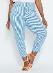 Striped Pull On Ankle Pant