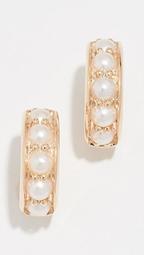 14k Pearl  Huggie Earrings