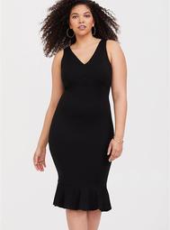 Black Premium Ponte Flounce Dress