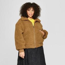Women's Plus Size Teddy Jacket - Who What Wear™ Brown 1X
