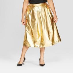 Women's Plus Size Birdcage Midi Skirt - Who What Wear™ Gold