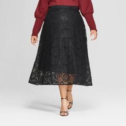 Women's Plus Size Full Lace Maxi Skirt - Who What Wear™ Black 16W