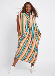 Dubgee By Whoopi Stripe Cowl-Neck Overlap Dress