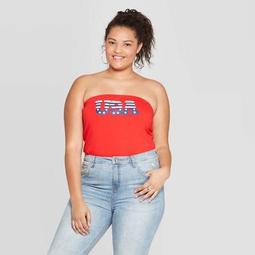 Women's Plus Size USA Graphic Tube Top - Mighty Fine (Juniors') - Red