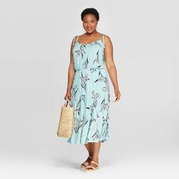 Women's Plus Size Floral Sleeveless V-Neck Tiered Gauze Maxi Dress - Ava & Viv™ Light Blue