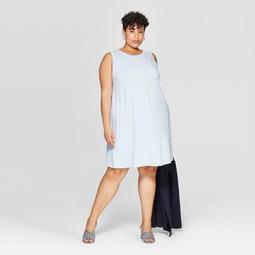 	Women's Plus Size Sleeveless Crewneck Knit Dress - Ava & Viv™ Light Blue 