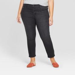 Women's Plus Size Button Fly Skinny Crop Jeans - Universal Thread™ Black Wash