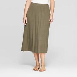 Women's Plus Size Rib Maxi Knit Skirt - Ava & Viv™