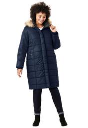 Roaman's Plus Size Midi-length Quilted Parka With Hood