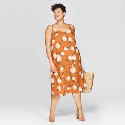 Women's Plus Size Floral Print Sleeveless V-Neck Shift Dress - Ava & Viv™ Rust