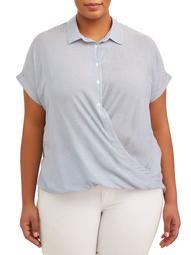 Como Blu Women's Plus Size Twisted Hem Shirt