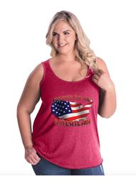 4th of July Flags American Flag Proud To Be Women Curvy Plus Size Tank Tops