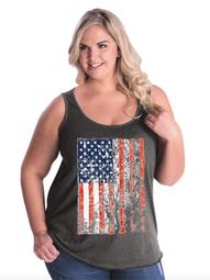 United States of America Flag Vintage USA Flag Women's Curvy Plus Size Tank Tops