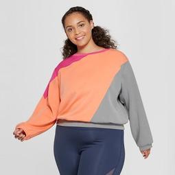 Women's Plus Size Color Block Sweatshirt - JoyLab™ Heather Gray