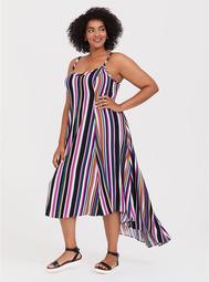 Multi Stripe Challis Hi-Lo Maxi Dress
