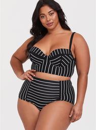 Black and White Striped Underwire Bikini Top