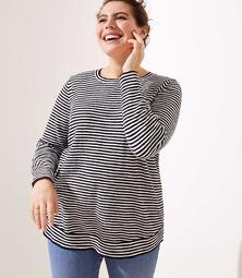 LOFT Plus Striped Shirttail Sweater