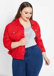 Oversized Red Denim Jacket