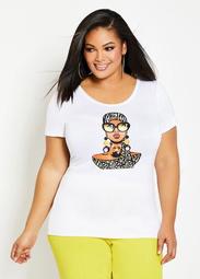 Woman In Printed Wrap Graphic Tee