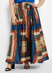 Belted Satin Ornate Skirt