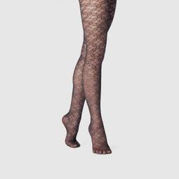 Women's Floral Twist Tights - A New Day™ Black
