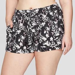 Women's Floral Print Plus Size Beautifully Soft Pajama Shorts - Stars Above™ Black