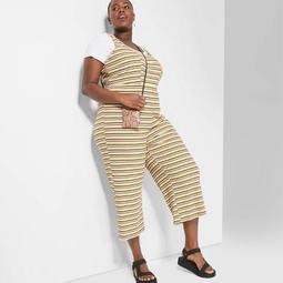 Women's Plus Size Striped Strappy Square Neck Knit Jumpsuit - Wild Fable™