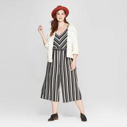 Women's Plus Size Striped Sleeveless V-Neck Knit Jumpsuit - Universal Thread™ Black