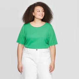 Women's Plus Size Elbow Sleeve Scoop Neck Ballet T-Shirt - Who What Wear™