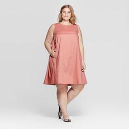 Women's Plus Size Sleeveless Scoop Neck Mini Tank Dress - Prologue™ Rose