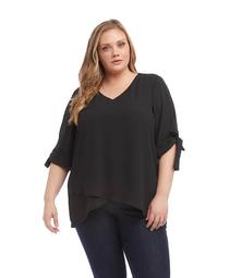 Plus Size Bow Sleeve Crossover Top