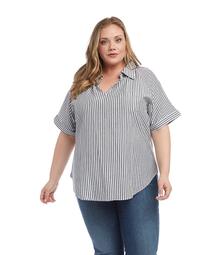 Plus Size Cuffed Short Sleeve Top