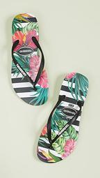 Slim Tropical Floral Flip Flops