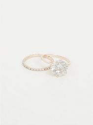Rose Gold Diamond and Band - Set of 2