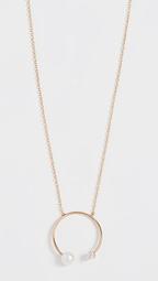 14k Gold Freshwater Cultured Pearl Open Circle Necklace