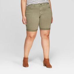 Women's Plus Size Mid-Rise Jean Shorts - Universal Thread™ Olive