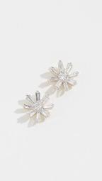14k Diamond Baguette Flower Post Earrings