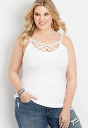 plus size solid strappy neck layering cami