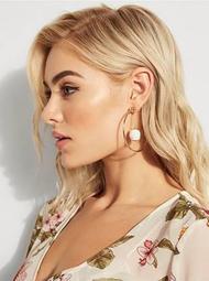 Gold-Tone Bobble Hoop Earrings