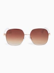 White & Brown Square Sunglasses