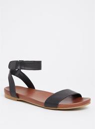 Black Adjustable Ankle Sandal (Wide Width)