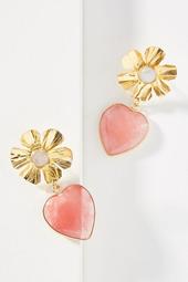 Nicola Bathie Jewelry Flower Heart Drop Earrings