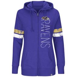 Baltimore Ravens Majestic Women's Plus Size Athletic Tradition Team Wordmark Full-Zip Hoodie - Purple