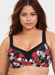 Skull Floral Underwire Lightly Lined Sports Bra