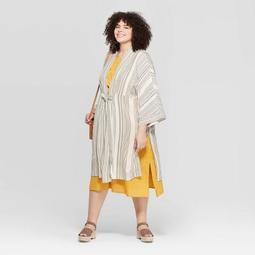 Women's Plus Size Striped Kimono - Universal Thread™ Pod