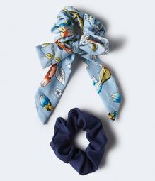 Floral Bow & Solid Scrunchie 2-Pack