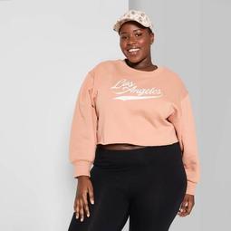 Women's Plus Size Crewneck Los Angeles Cropped Sweatshirt - Wild Fable™ Honey