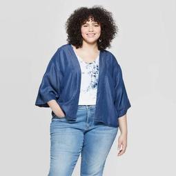 Women's Plus Size Short Kimono - Universal Thread™ Blue