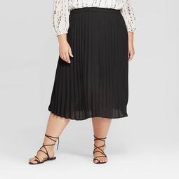 Women's Plus Size Midi Pleated Skirt - Ava & Viv™
